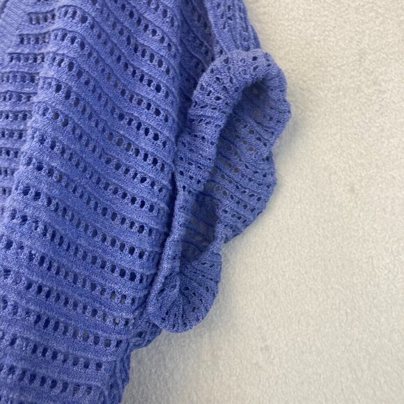 VICTORIA'S SECRET Flax Blend Short Sleeve Open Knit Sweater Size Small S Purple - Picture 10 of 10